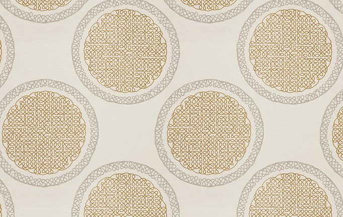 Американская ткань Fabricut, коллекция Modern Nuances Vol.II Sesame, артикул Norva Medallion/Mustard