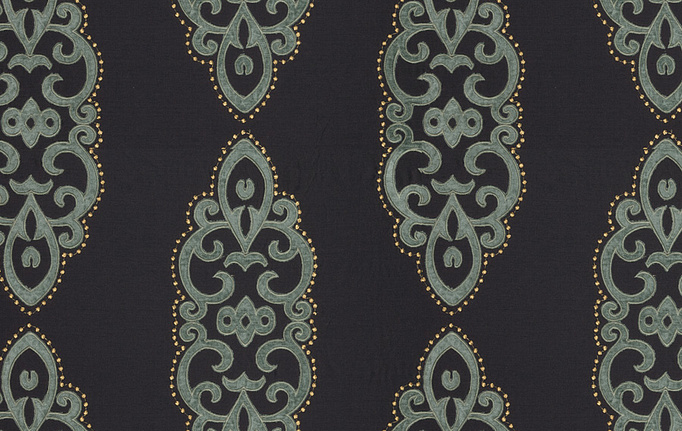 Американская ткань Fabricut, коллекция Silk Nuances Lapis, артикул Grier Medallion/Indigo