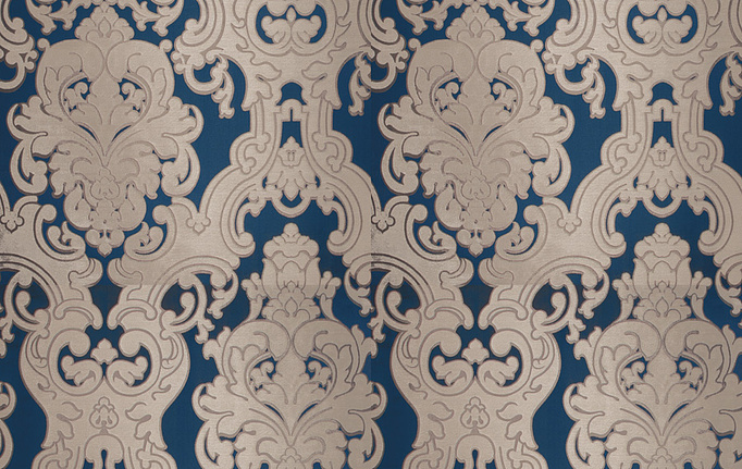 Американская ткань Fabricut, коллекция Silk Nuances Lapis, артикул Del toro grand/Navy silver