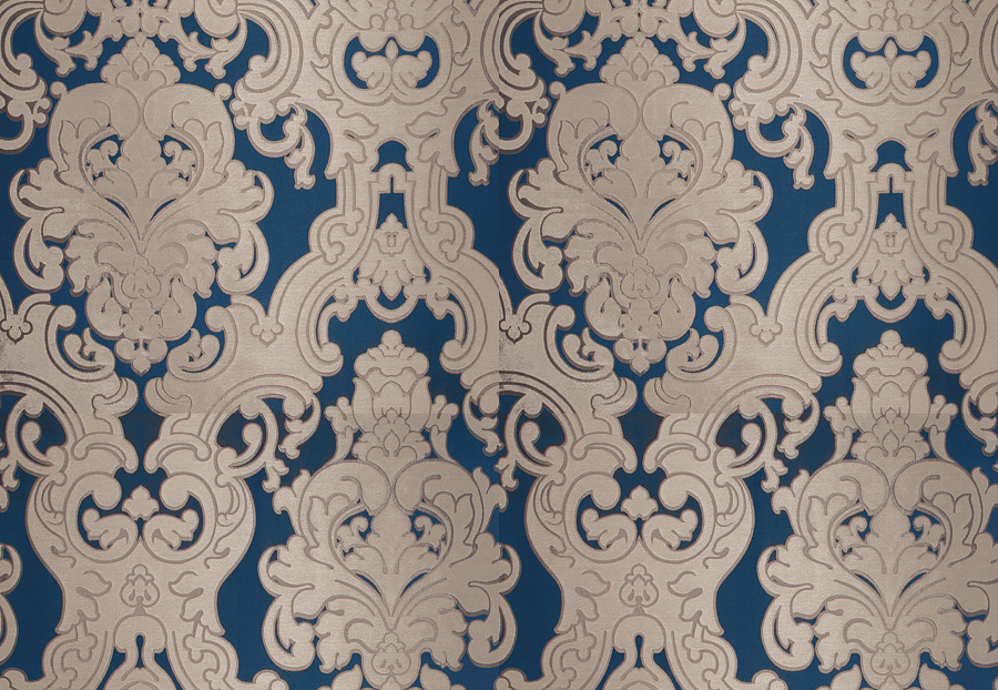 Ткань Fabricut Silk Nuances Lapis Del toro grand/Navy silver