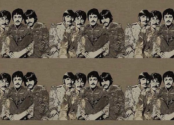 Ткань Andrew Martin The Beatles FAB4 MEDIUM/TAUPE
