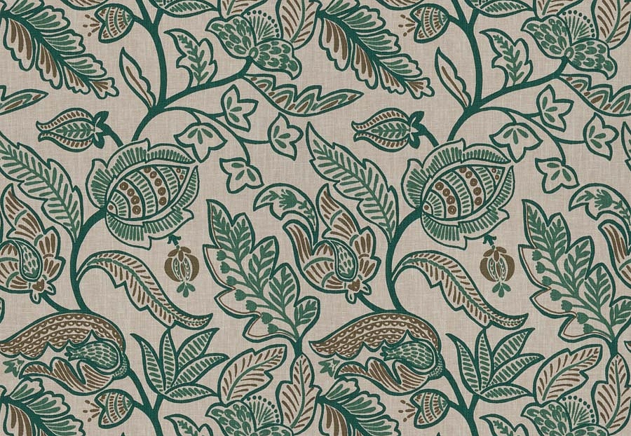 Ткань Fabricut Vignettes Vol.XVI Mineral MatineeFloral/Teal