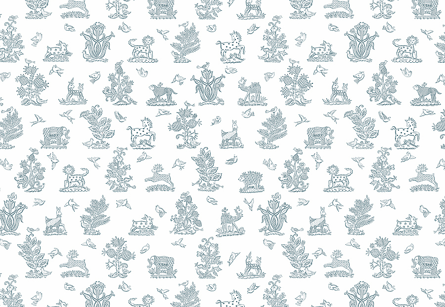Ткань Blendworth Celia Birtwell Beasties/Dove Grey