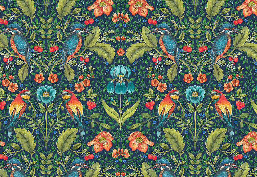 Ткань Blendworth Library Rodbourn/ParadiseBlue