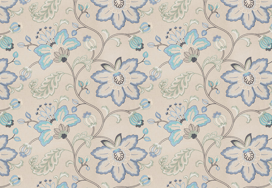 Ткань Fabricut Vignettes Vol.XIII Aqua Bettino floral/Lagoon
