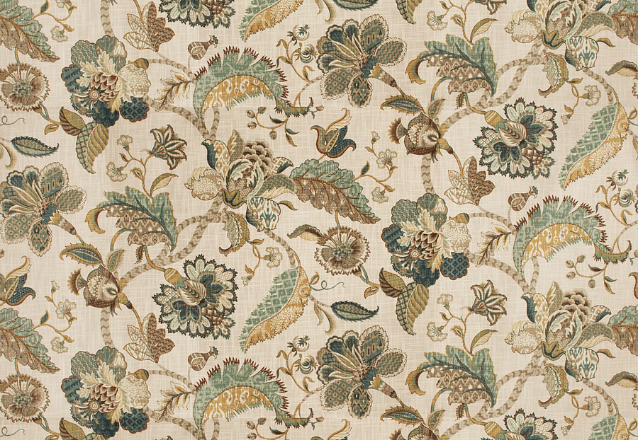 Ткань Fabricut Vignettes Vol.XIII Turquoise Cleon floral/French blue