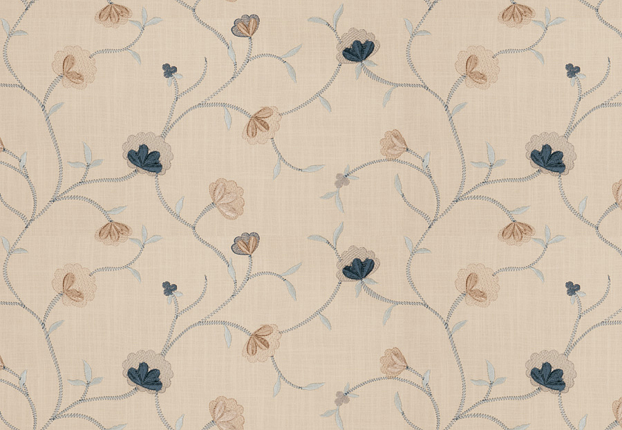 Ткань Fabricut Vignettes Vol.XIII Turquoise Ajani floral/French blue