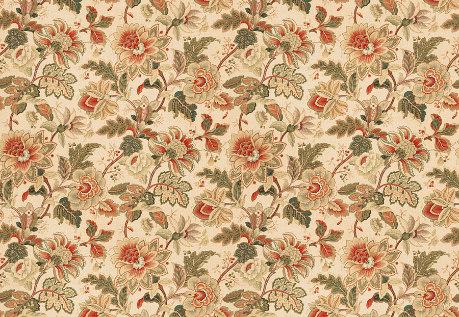 Ткань Fabricut Vignettes Vol.XIII Terra Cotta Abitha floral/Coral mist