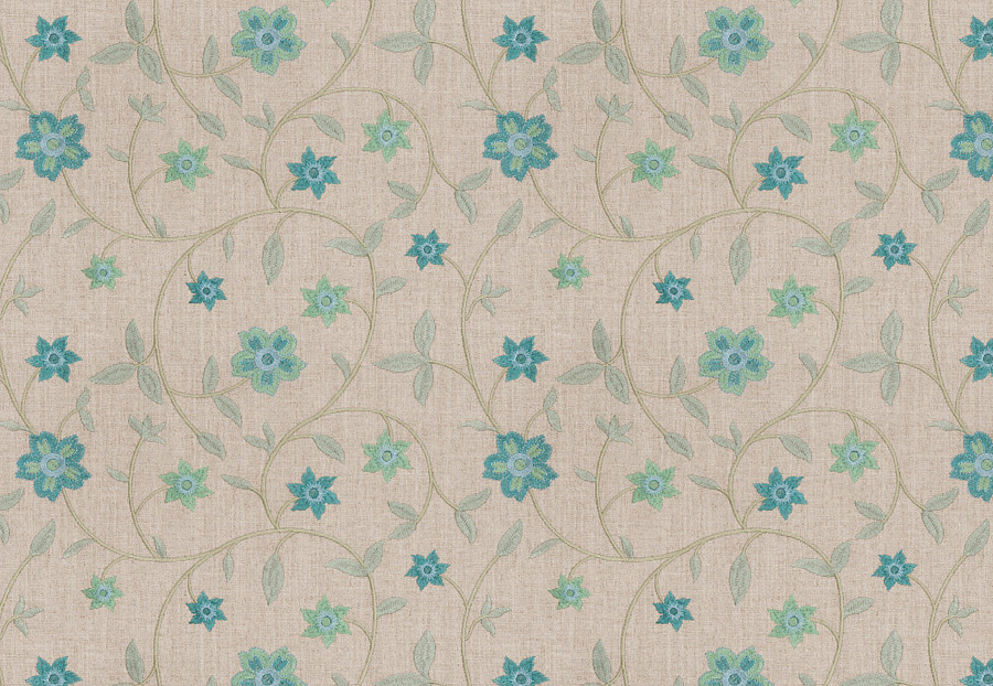 Ткань Fabricut Vignettes Vol.XIV Indigo Axiom floral/Teal