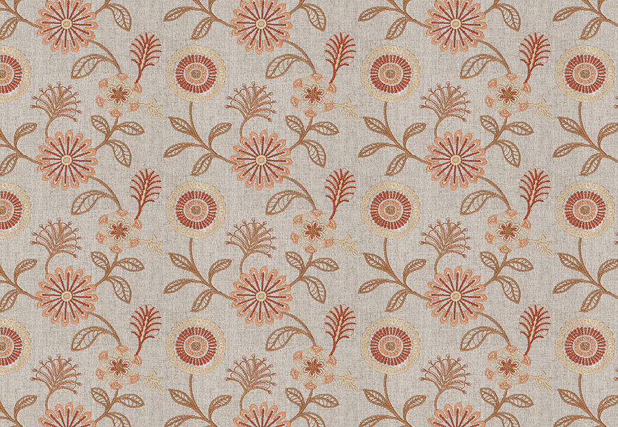 Ткань Fabricut Chromatics Vol.XXIII Sedona Arepa floral/Tangerine