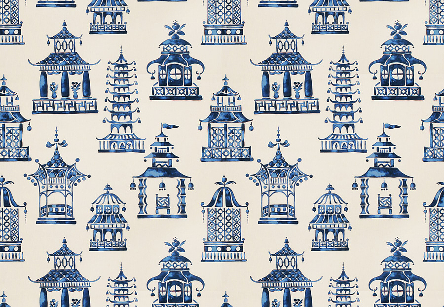 Ткань Fabricut Chromatics Vol.XXIV Navy Bezique pagoda/Royal blue