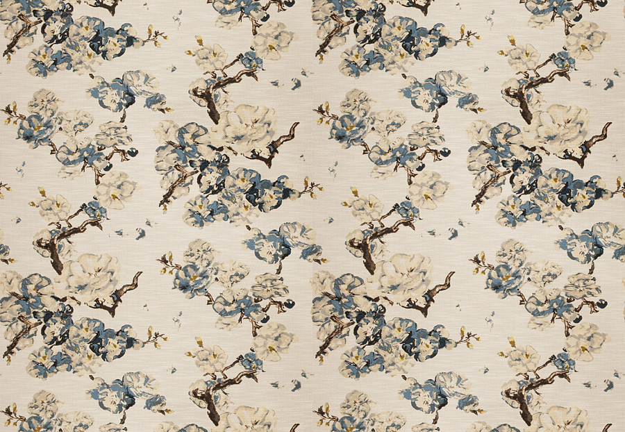 Ткань Fabricut Chromatics Vol.XXIV Navy Sham floral/Cloud mist
