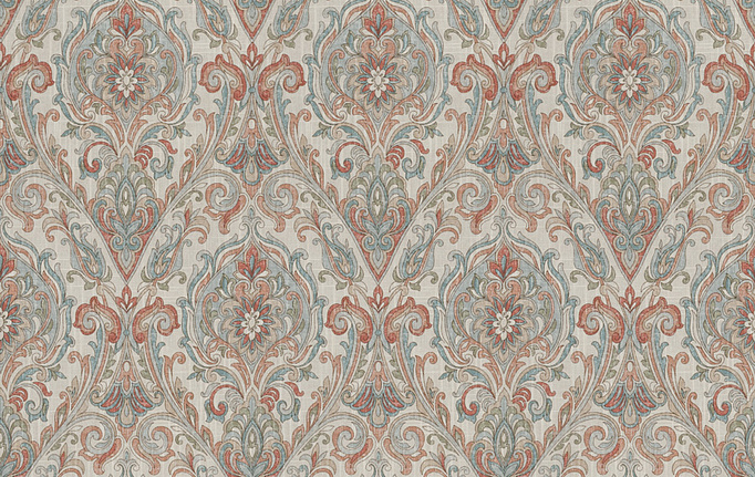 Американская ткань Fabricut, коллекция Chromatics Vol.XXV Coral, артикул Allusion Damask/Cameo