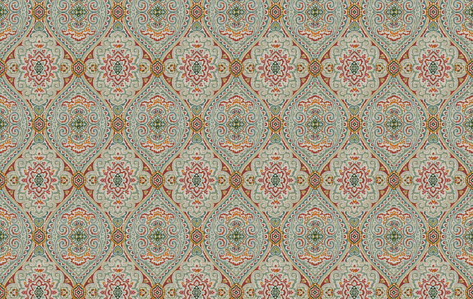 Американская ткань Fabricut, коллекция Chromatics Vol.XXV Coral, артикул Utter medallion/Cherry aqua