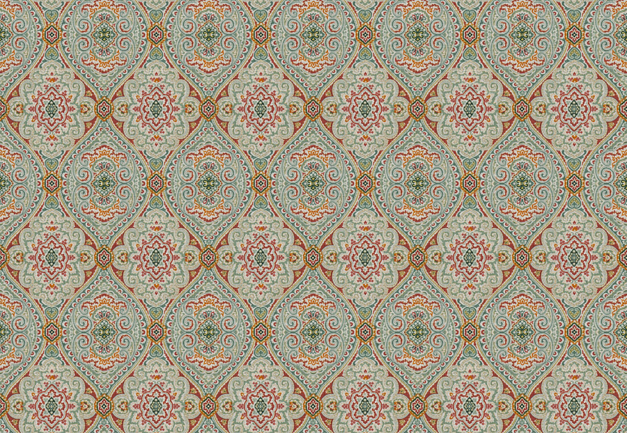 Ткань Fabricut Chromatics Vol.XXV Coral Utter medallion/Cherry aqua