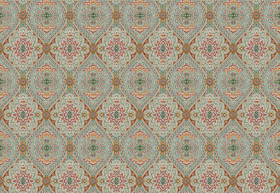 Ткань Fabricut Chromatics Vol.XXV Coral Utter medallion/Cherry aqua