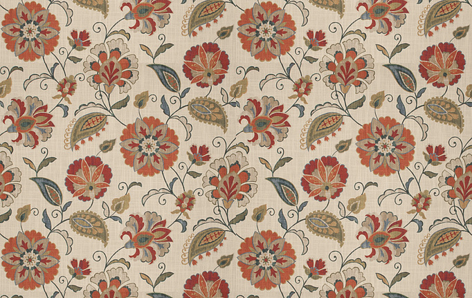 Американская ткань Fabricut, коллекция Chromatics Vol.XXV Coral, артикул Rondeau floral/Harvest