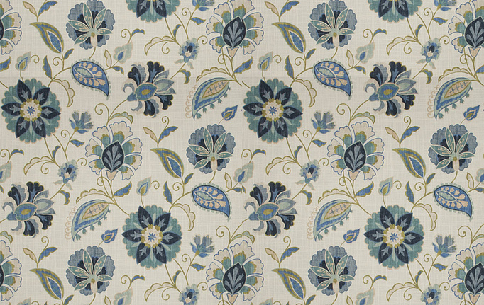 Американская ткань Fabricut, коллекция Chromatics Vol.XXV Indigo, артикул Rondeau floral/Provence