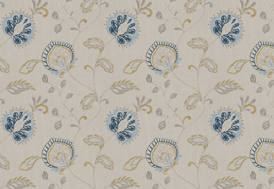 Ткань Fabricut Chromatics Vol.XXV Indigo Aidoo floral/Ocean
