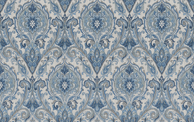 Американская ткань Fabricut, коллекция Chromatics Vol.XXV Indigo, артикул Allusion Damask/Ink