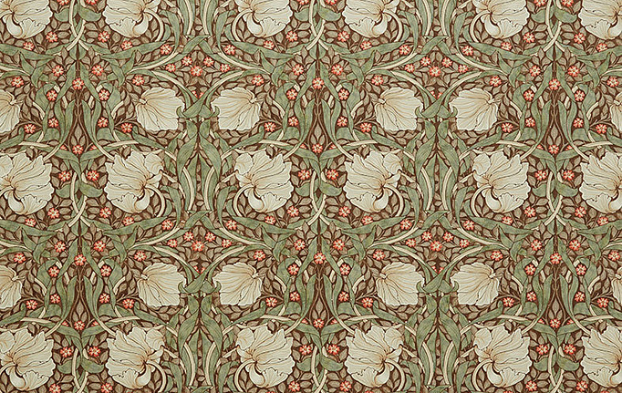Английская ткань William Morris At Home, коллекция Kelmscott Gardens Volume I, артикул Pimpernel Velvet/Brick