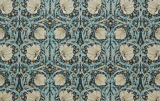 Английская ткань William Morris At Home, коллекция Kelmscott Gardens Volume I, артикул Pimpernel Velvet/Indigo