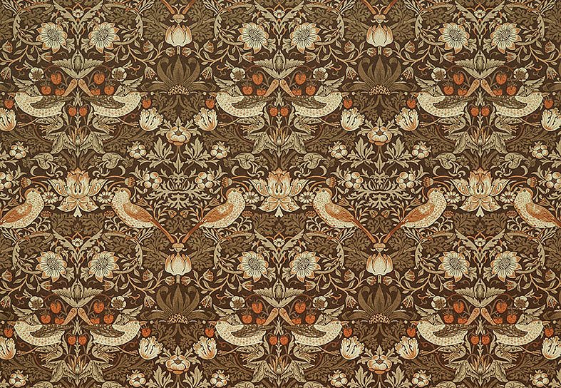 Ткань William Morris At Home Kelmscott Gardens Volume I Strawberry Thief Velvet/Acorn