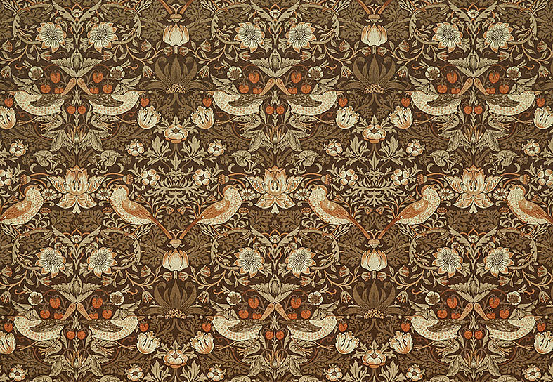 Ткань William Morris At Home Kelmscott Gardens Volume I Strawberry Thief Velvet/Acorn