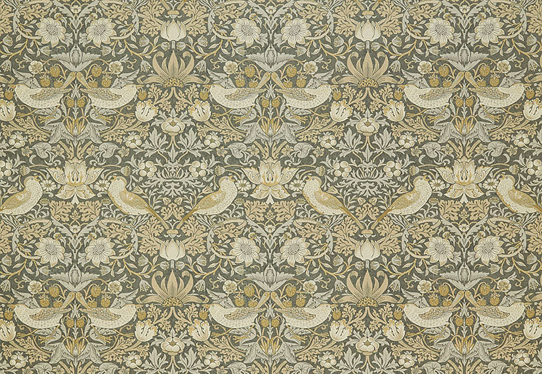 Ткань William Morris At Home Kelmscott Gardens Volume I Strawberry Thief Velvet/Flint