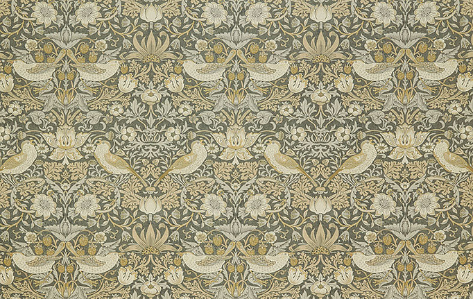 Английская ткань William Morris At Home, коллекция Kelmscott Gardens Volume I, артикул Strawberry Thief Velvet/Flint