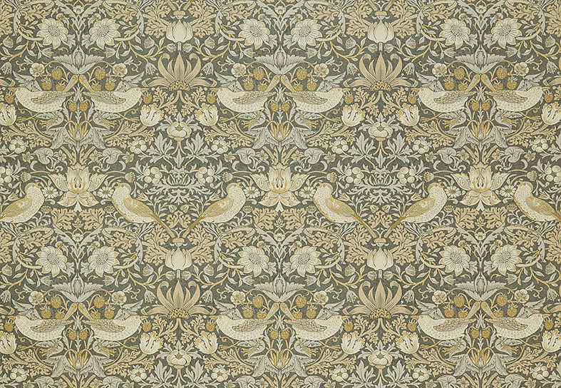 Ткань William Morris At Home Kelmscott Gardens Volume I Strawberry Thief Velvet/Flint
