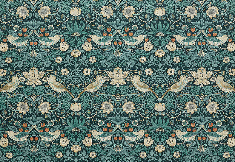 Ткань William Morris At Home Kelmscott Gardens Volume I Strawberry Thief Velvet/Indigo
