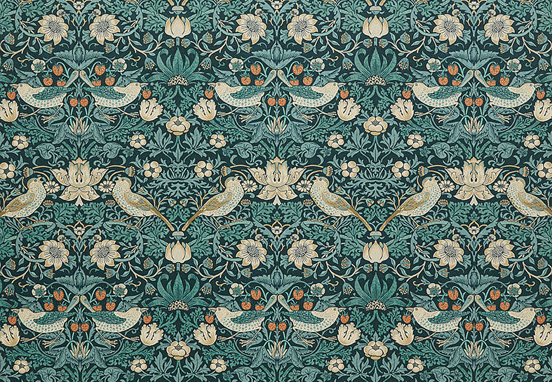 Ткань William Morris At Home Kelmscott Gardens Volume I Strawberry Thief Velvet/Indigo
