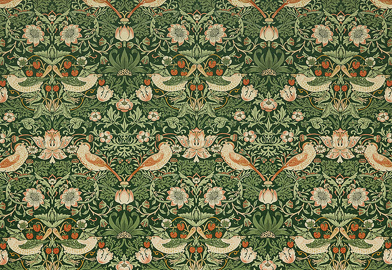Ткань William Morris At Home Kelmscott Gardens Volume I Strawberry Thief Velvet/Nettle