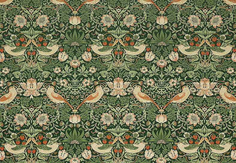 Ткань William Morris At Home Kelmscott Gardens Volume I Strawberry Thief Velvet/Nettle