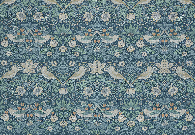 Ткань William Morris At Home Kelmscott Gardens Volume I Strawberry Thief/Woad