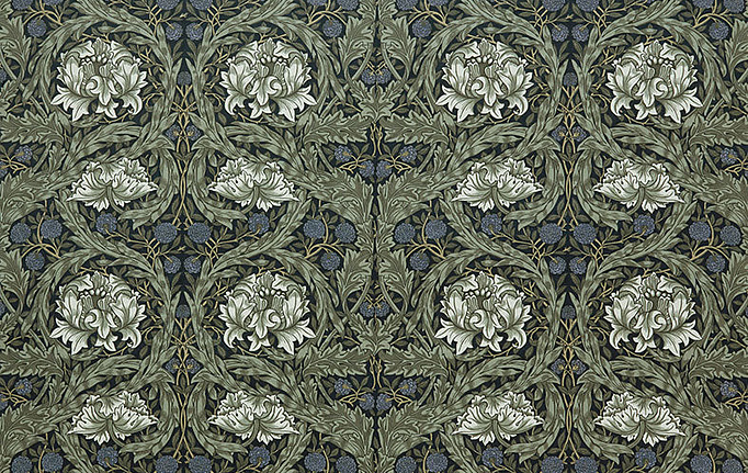 Английская ткань William Morris At Home, коллекция Kelmscott Gardens Volume II, артикул African Marigold Velvet/Cornflower