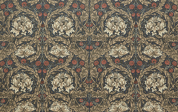 Английская ткань William Morris At Home, коллекция Kelmscott Gardens Volume II, артикул African Marigold Velvet/Walnut