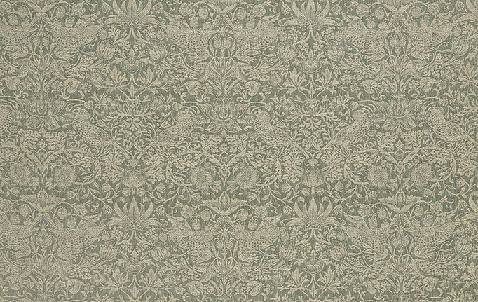 Английская ткань William Morris At Home, коллекция Kelmscott Gardens Volume II, артикул Strawberry Thief Woven/Sage