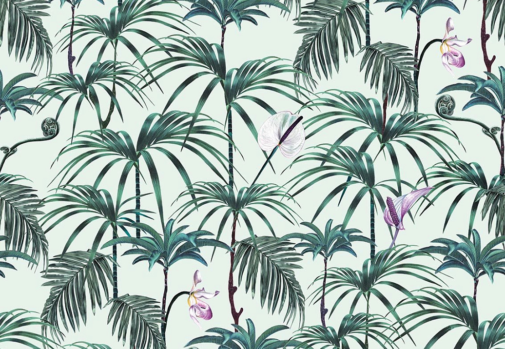 Обои Witch & Watchman Wallpaper Collection Elysian Palms Green