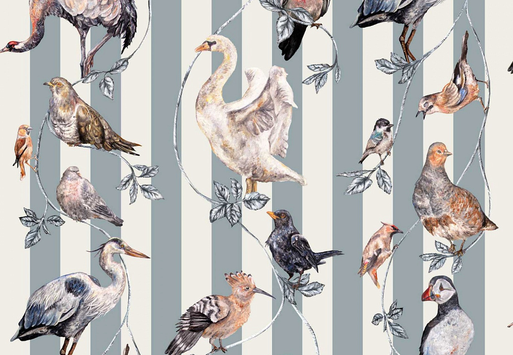 Панно и фотообои House Of Hackney London 2 Flights of Fancy/Grey Stripe