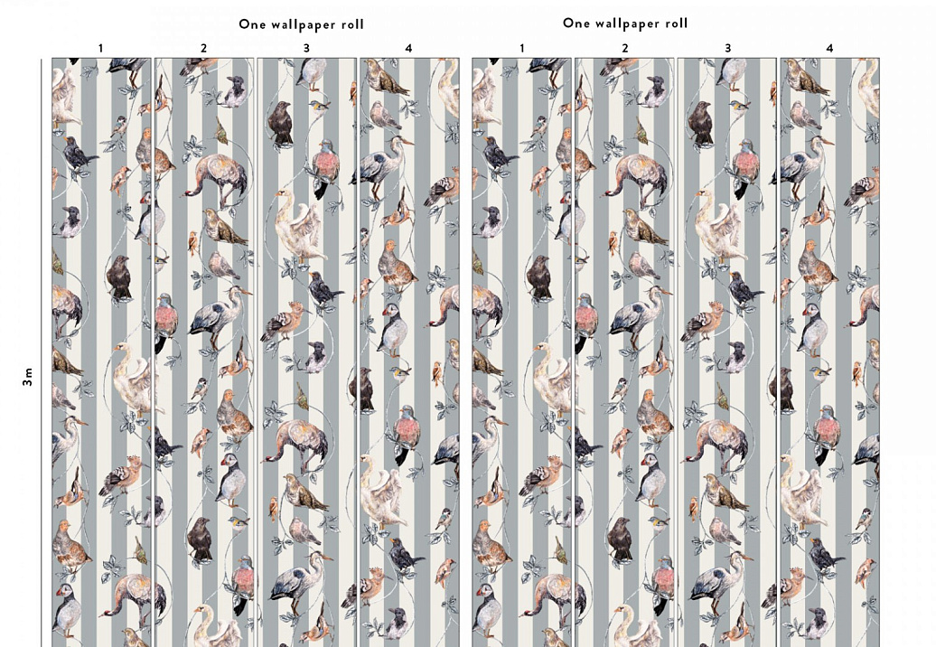 Панно и фотообои House Of Hackney London 2 Flights of Fancy/Grey Stripe