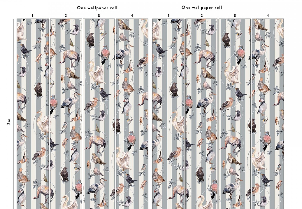 Панно и фотообои House Of Hackney London 2 Flights of Fancy/Grey Stripe