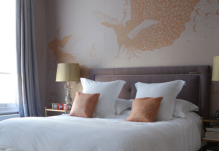 Обои De Gournay Japanese & Korean Whistler Peacocks/K-15