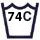 Бережная стирка при 74 градусах.